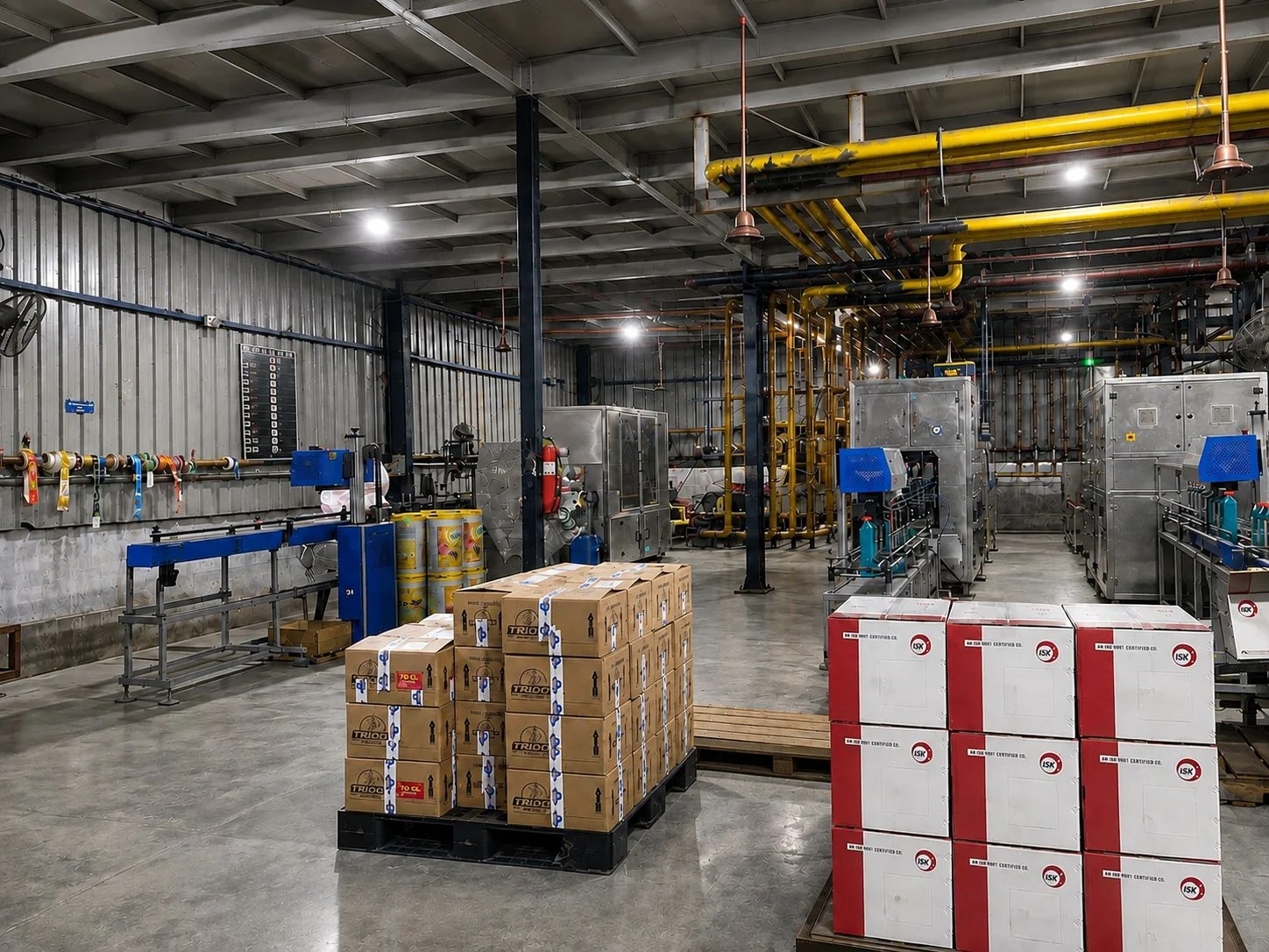 Goldtap production machinery and blending equipment at the manufacturing facility