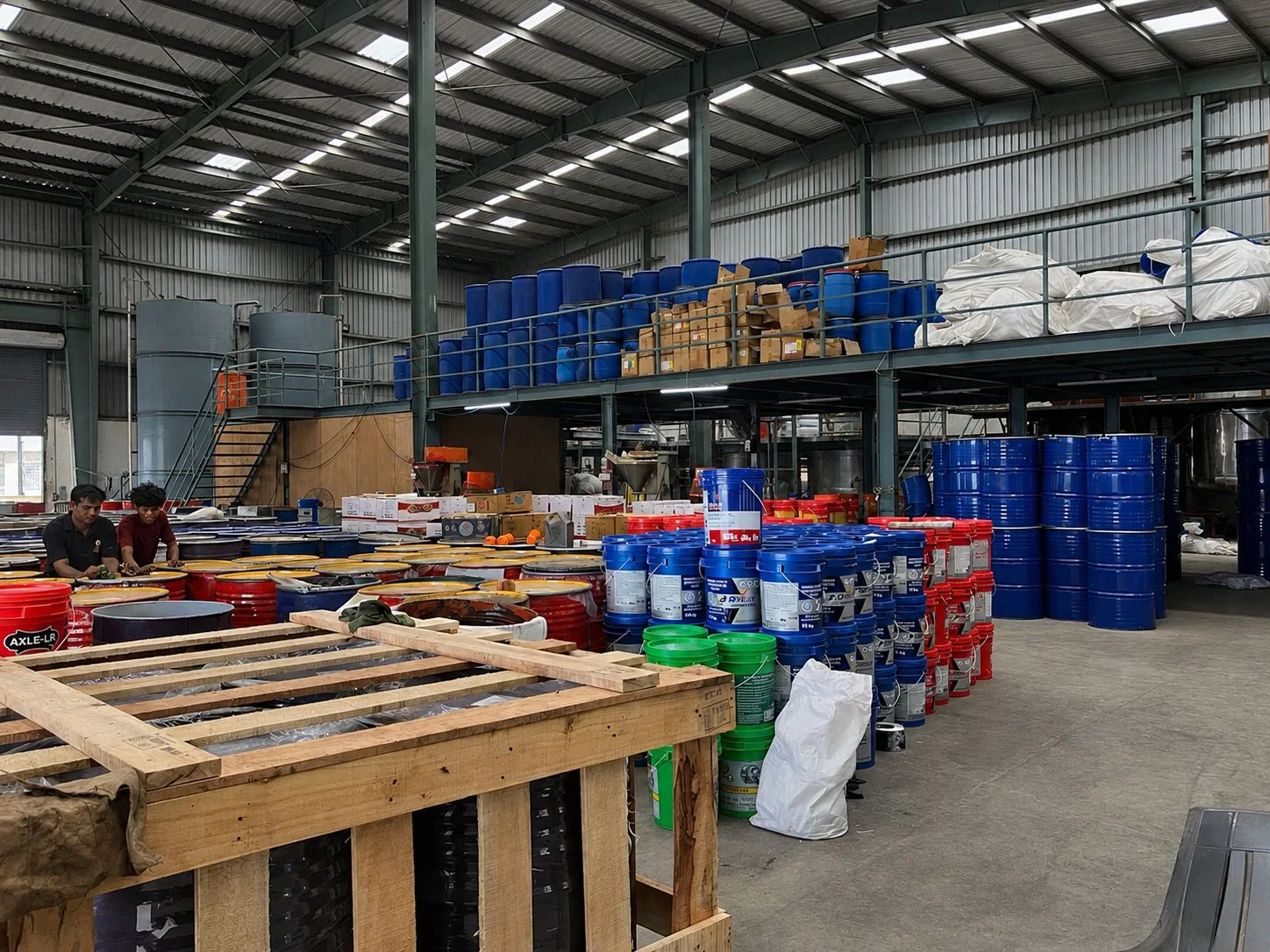 Goldtap warehouse with organized drums and packaged stock